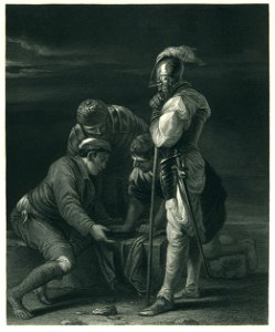 Salvator Rosa - La Partie de Dés - Steel Engraving