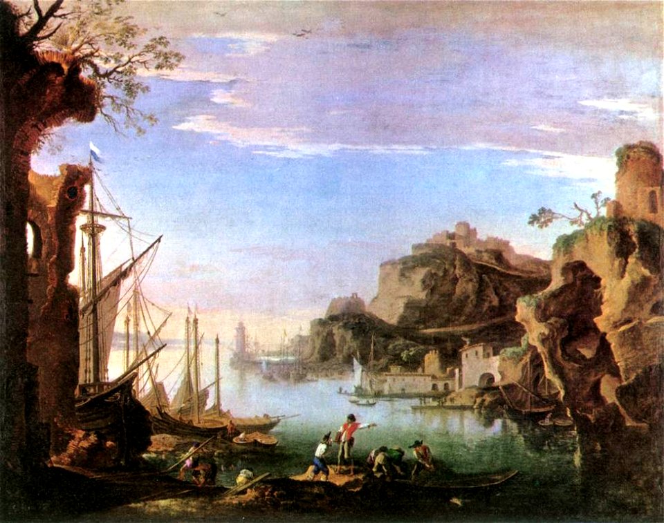 Salvator Rosa - Harbour with Ruins - WGA20049