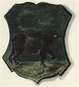 Samogitian bear (one of the Lithuanian national coats of arms), painted in 1875. Free illustration for personal and commercial use.