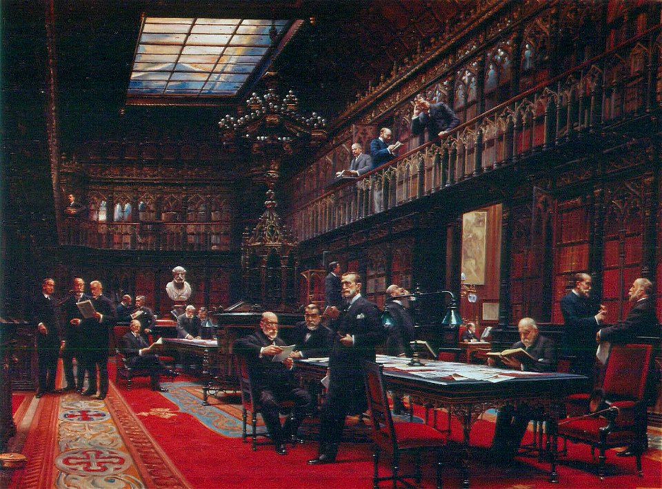 Salón de lectura de la Biblioteca del Senado en febrero de 1917