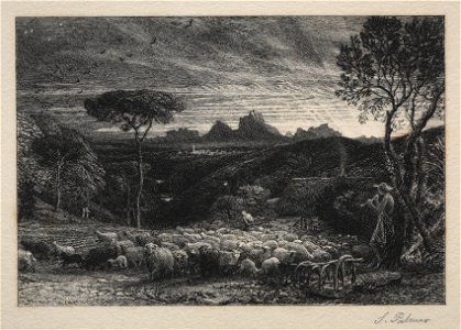 Samuel Palmer (British, 1805-1881) - Opening the Fold - 1966.201 - Cleveland Museum of Art