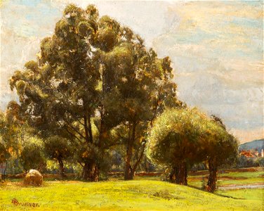 Samuel Brunner - Landscape with Trees. Free illustration for personal and commercial use.