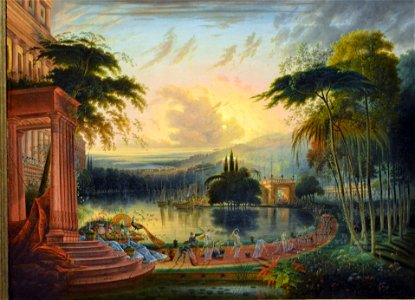 Samuel Colman - Paysage romantique avec l'arrivée de la reine de Saba (1830)