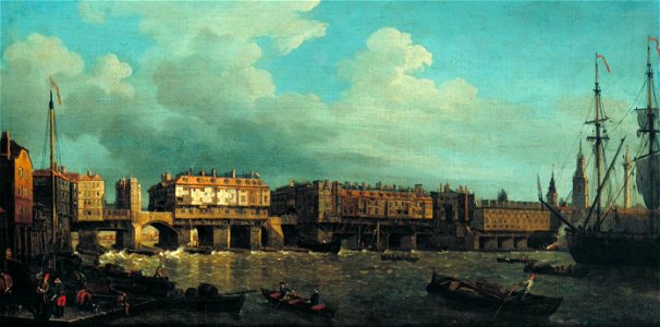 Samuel Scott, Old London Bridge. Free illustration for personal and commercial use.