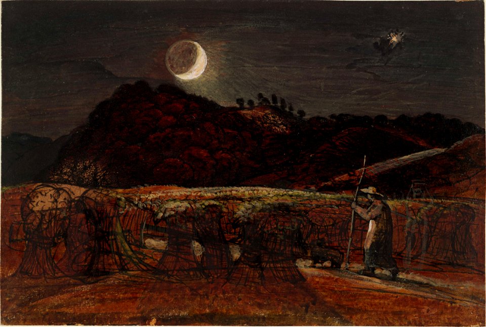 Samuel Palmer - Kornfeld im Mondenschein