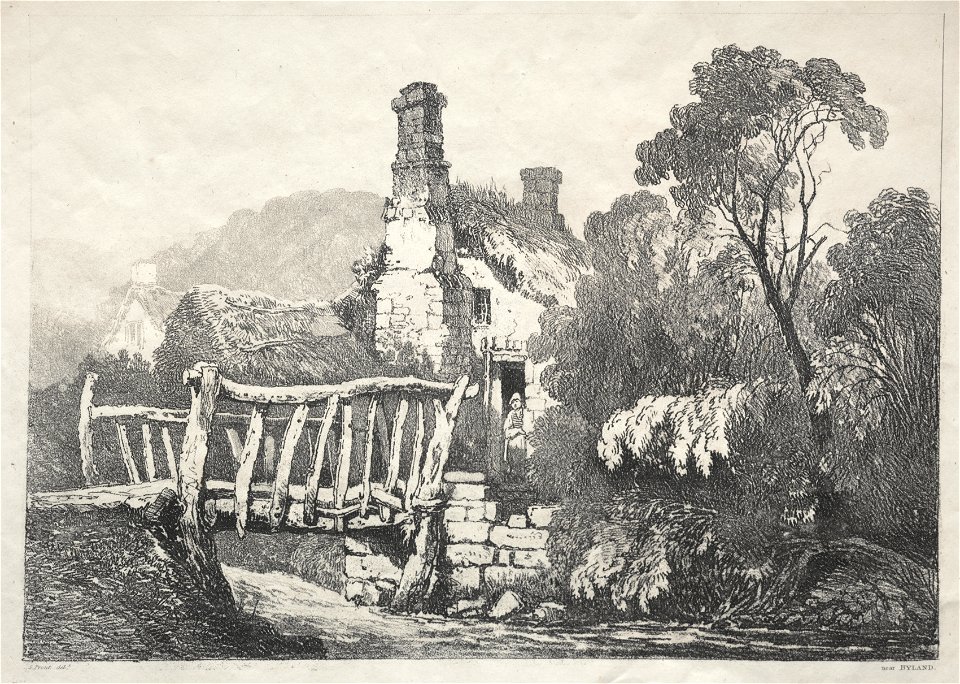 Samuel Prout (British, 1783-1852) - A Series of Ancient Buildings and Rural Cottages in the North of England, Near Byland - 1980.66 - Cleveland Museum of Art