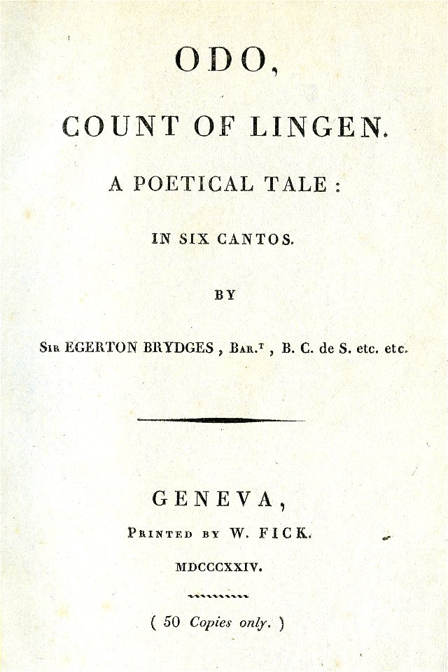 Samuel Egerton Brydges, Odo count of Lingen
