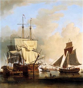 Samuel Scott - Shipping on the Thames off Rotherhithe - WGA21092. Free illustration for personal and commercial use.