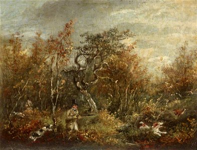 Samuel John Egbert Jones (1797-1861) - Woodcock-Shooting, One Gun with a Dog - 515723.7 - National Trust