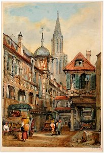 Samuel Prout Vue de la cour du Corbeau à Strasbourg
