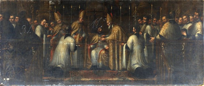 San Agustín discutiendo con el maniqueo Fortunato (Museo del Prado). Free illustration for personal and commercial use.