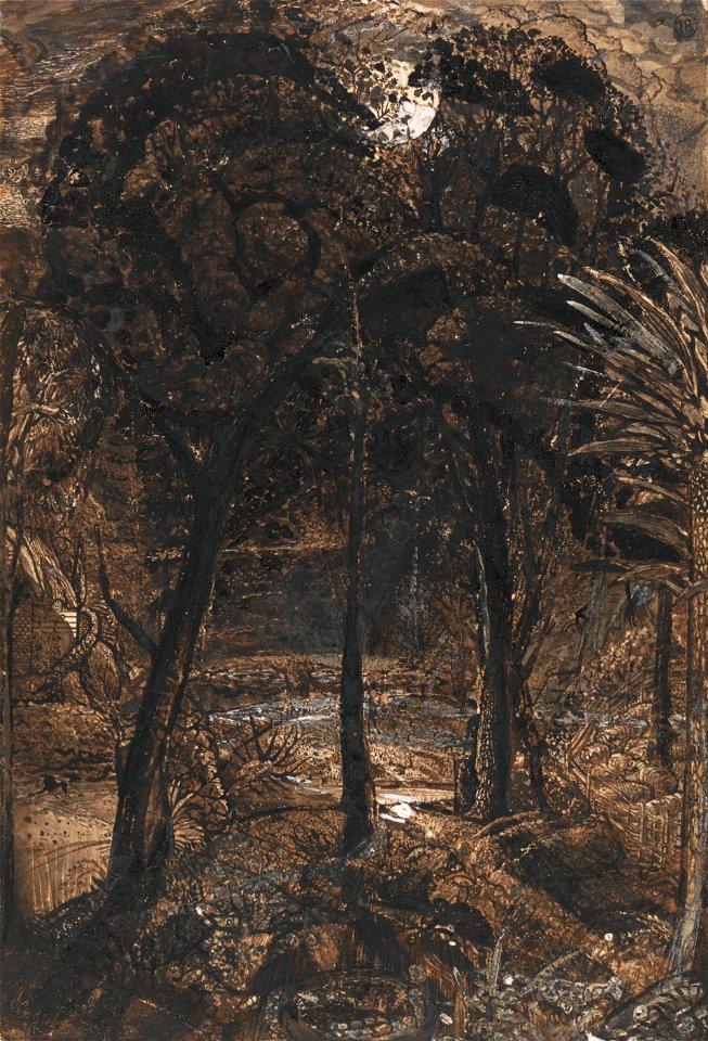 Samuel Palmer - A Moonlit Scene with a Winding River - Google Art Project