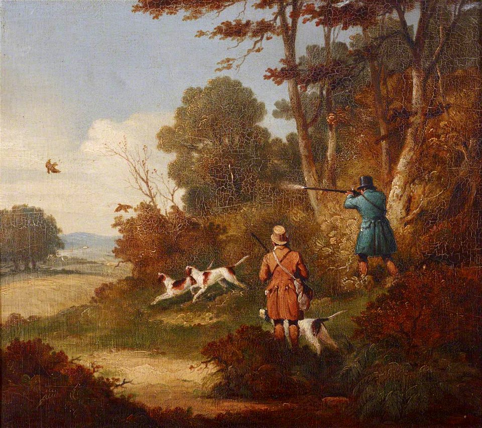 Samuel John Egbert Jones (1797-1861) - Woodcock-Shooting, Two Men with Three Dogs - 515458 - National Trust