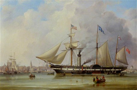Samuel Walters (1811-1882) - Paddle Steamer 'President' in the Mersey off Liverpool - ZBA0733 - Royal Museums Greenwich
