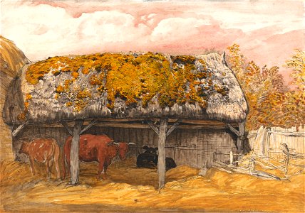 Samuel Palmer - A Cow Lodge with a Mossy Roof - Google Art Project