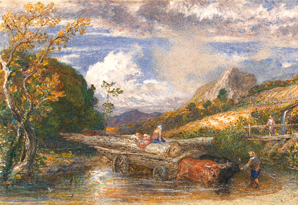 Samuel Palmer - Timber Wagon crossing a Stream - Google Art Project