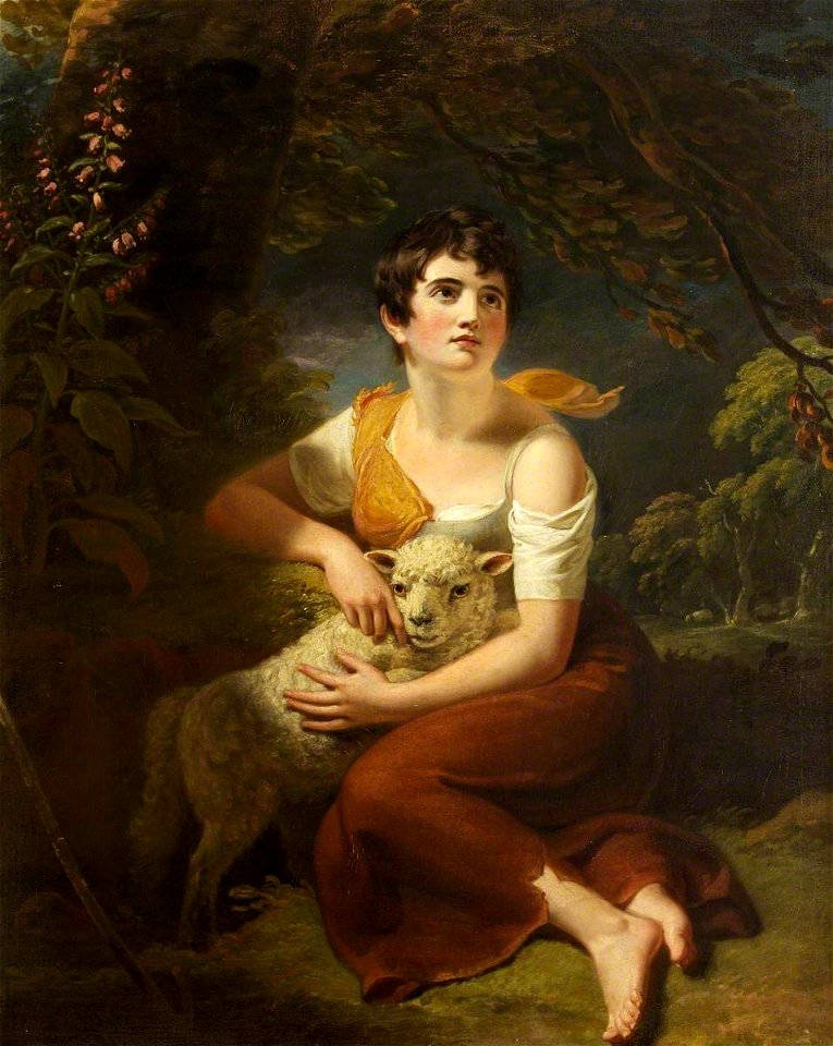 Samuel Woodforde (1763-1817) - A Shepherdess with a Lamb in a Storm - 732266 - National Trust