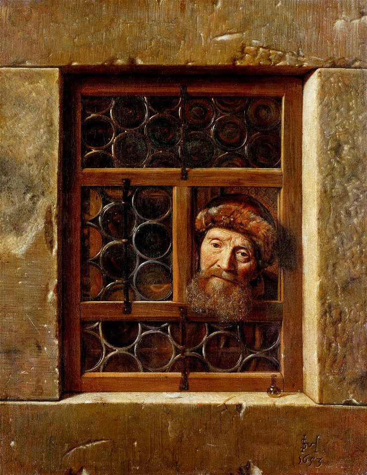 Samuel van Hoogstraten, , Kunsthistorisches Museum Wien, Gemäldegalerie - Alter Mann im Fenster - GG 378 - Kunsthistorisches Museum