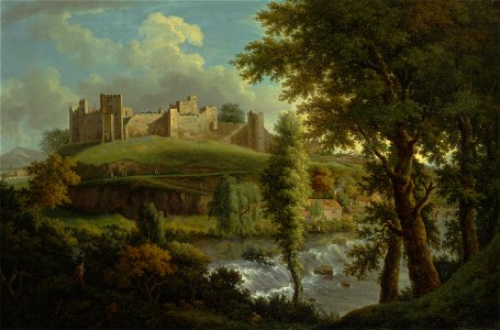 Samuel Scott - Ludlow Castle with Dinham Weir, from the South-West - Google Art Project