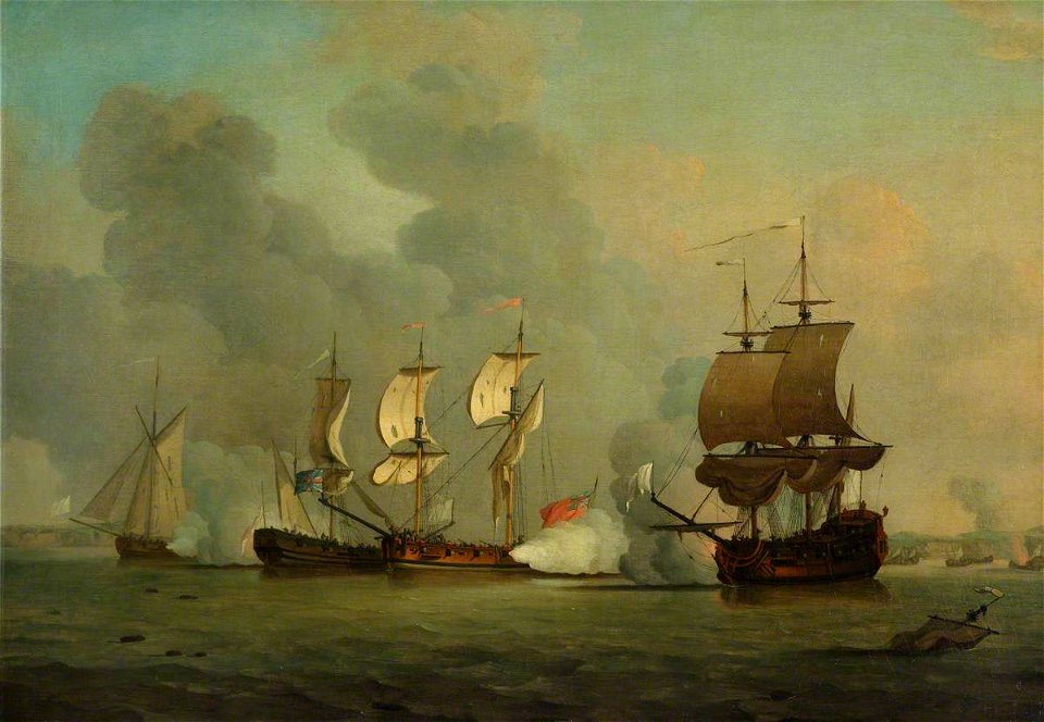 Samuel Scott (c.1702-1772) - An English Privateer Engaging a French Privateer - BHC1038 - Royal Museums Greenwich