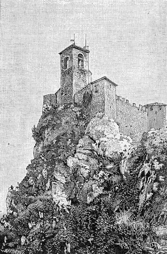 San Marino – La Rocca dal lato Nord (xilografia)