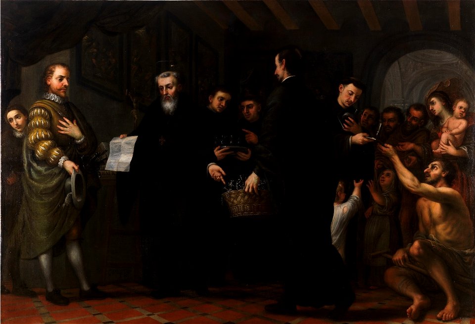 San Agustín repartiendo los bienes de los ricos entre los pobres, de José García Hidalgo (Museo del Prado)