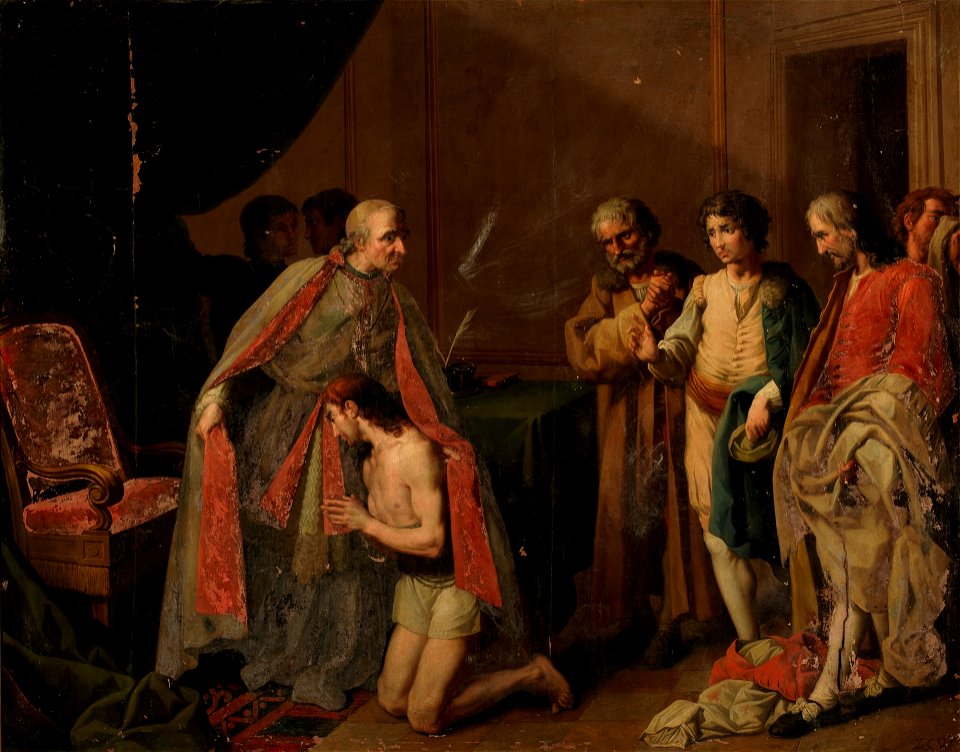San Francisco protegido por el obispo Guido de Asís, de Zacarías González Velázquez (Museo del Prado)