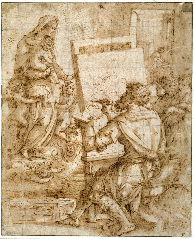 San Lucas pintando a la Virgen (Vasari)