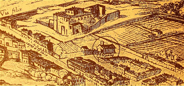 San Nicola in Arcione in the Map of Rome by Antonio Tempesta (1593)