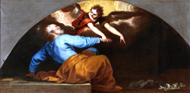 San Pedro liberado por un ángel, de Alonso Cano (Museo del Prado). Free illustration for personal and commercial use.