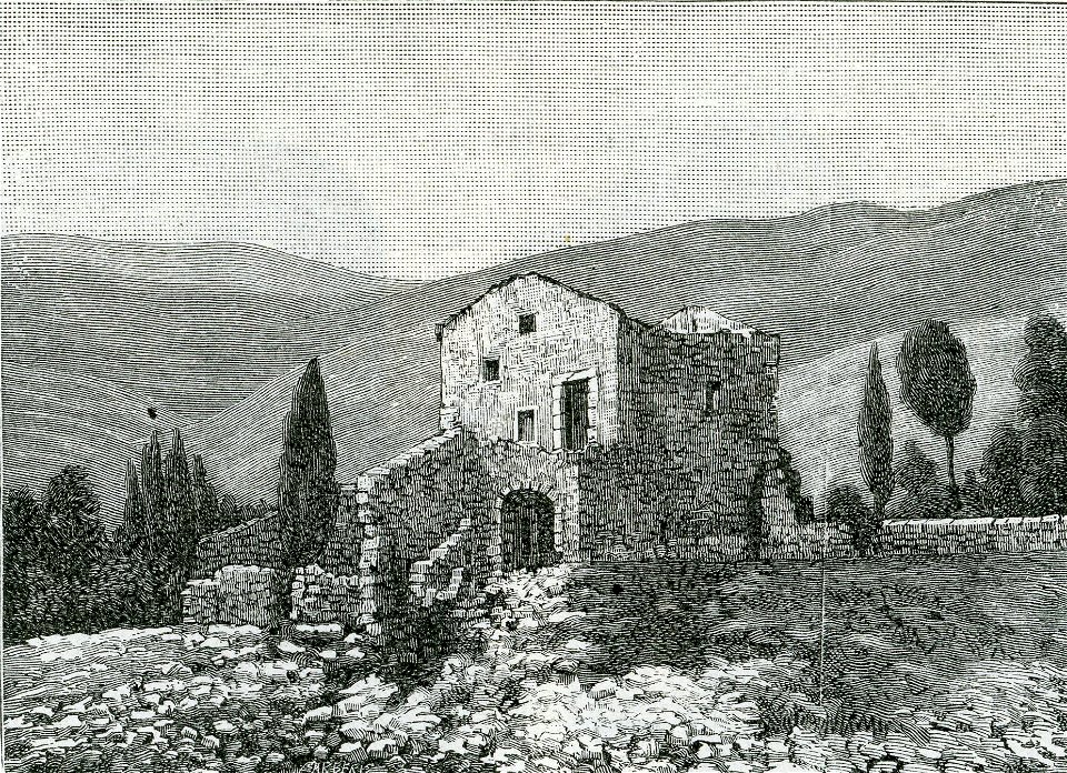 San Giovanni Rotondo antichissima casetta nel giardino del convento dei cappuccini xilografia di Barberis