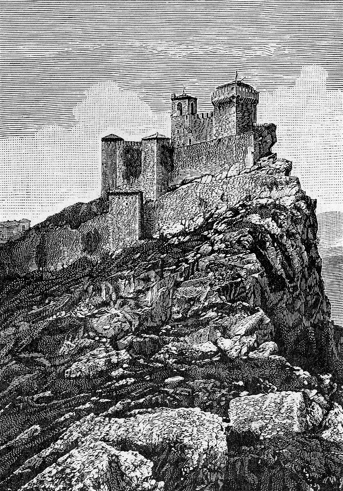 San Marino – La Rocca dal lato Sud (xilografia)