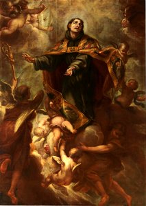 San Luis obispo, en Gloria, de Isidoro Arredondo (Museo del Prado). Free illustration for personal and commercial use.