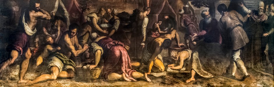 San Giacomo dall'Orio (Venice) - La discesa della manna - Palma il giovane. Free illustration for personal and commercial use.