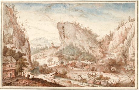 Savery, Roelandt, Alpine Landscape with Travellers near a Village, 1603-04