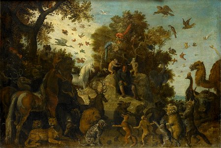 De dichter op het feest der dieren gekroond door twee apen Rijksmuseum SK-A-366