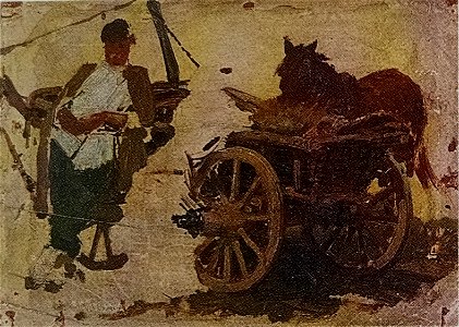 Savitsky To war study Peasant beside a cart grm