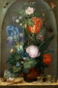 Roelant Saverij - Flower Still Life with Two Lizards - Google Art Project. Free illustration for personal and commercial use.