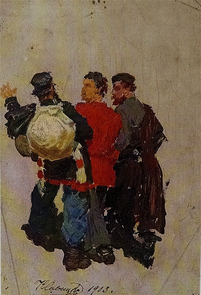 Savitsky To war study Three peasants walking grm