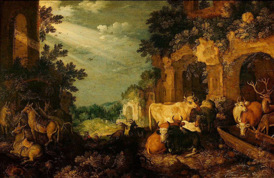 Landschap met ruïnes, vee en herten Rijksmuseum SK-A-1488