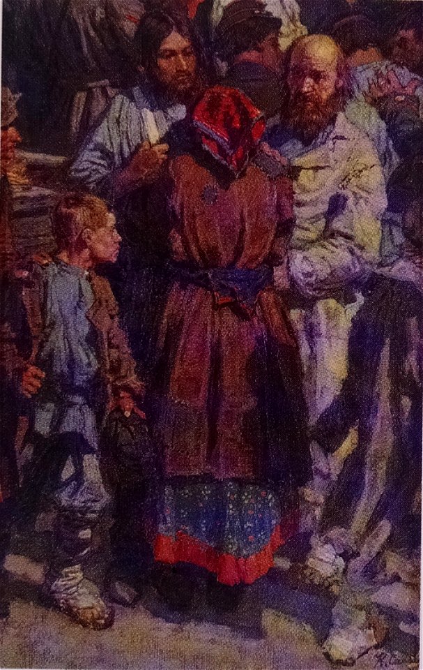 Savitsky To war 1880 fragment A group bidding farewell to a recruit gtg