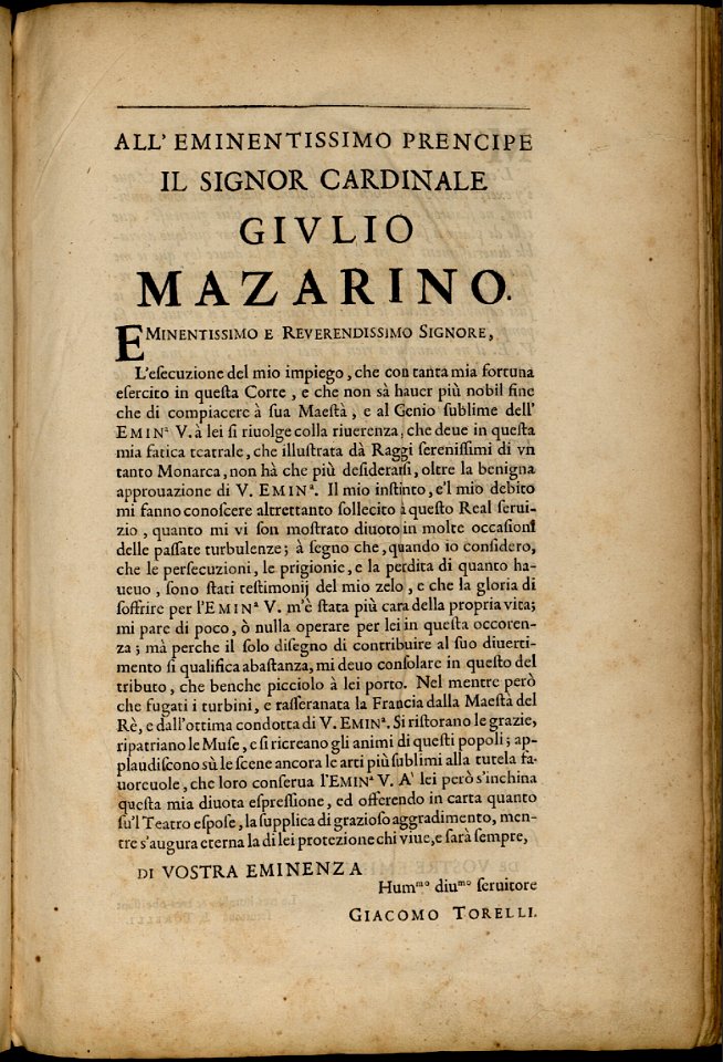 Scene e machine preparate alle nozze di Teti Balletto reale – INHA NUM 4 RES 1152 vue 06 Epître dedicatoire
