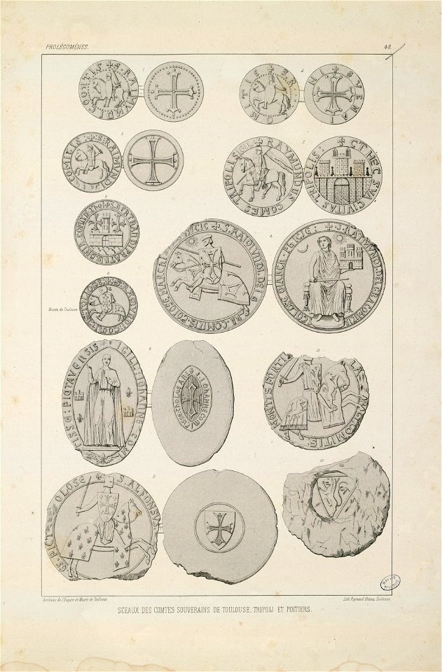 Sceaux des comtes souverains de Toulouse, Tripoli et Poitiers (t. I, n° 48) - Fonds Ancely - B315556101 A DUMEGE 033