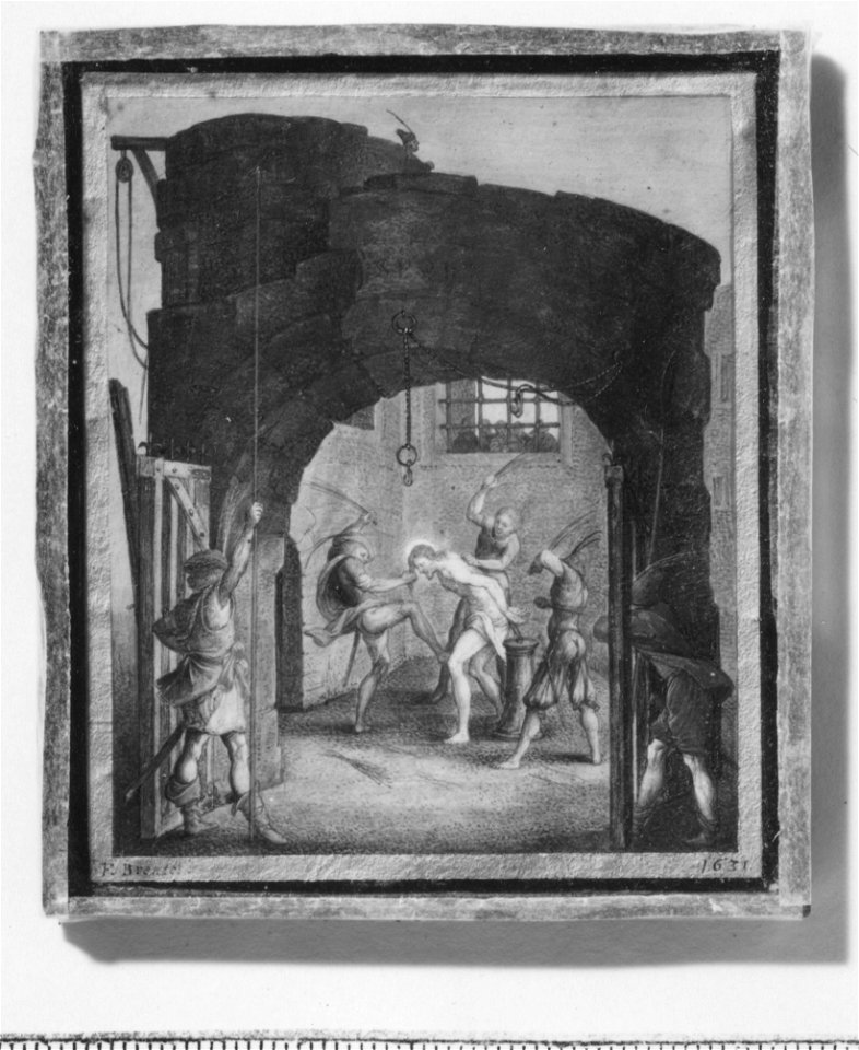 Scener ur Kristi liv (Kristus gisslas i fängelse) (Friedrich Brentel) - Nationalmuseum - 25204