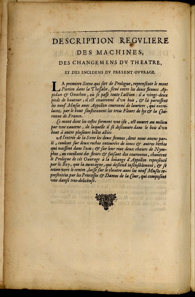 Scene e machine preparate alle nozze di Teti Balletto reale – INHA NUM 4 RES 1152 vue 16 Description regulière des machines