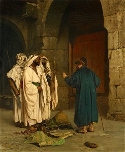 SB 6347-Oude jood met drie arabieren