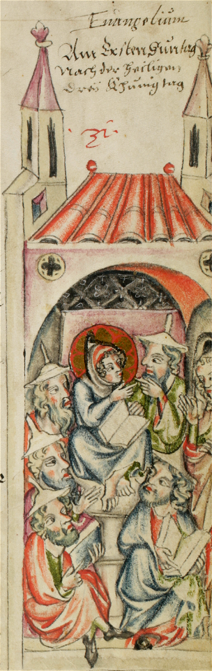 Sbs-0008 029r Der zwölfjährige Jesus lehrt im Tempel