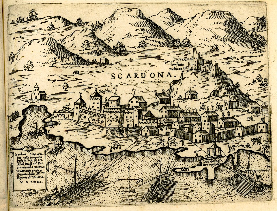 Scardona – città antiqua nella Dalmatia - Camocio Giovanni Francesco - 1574