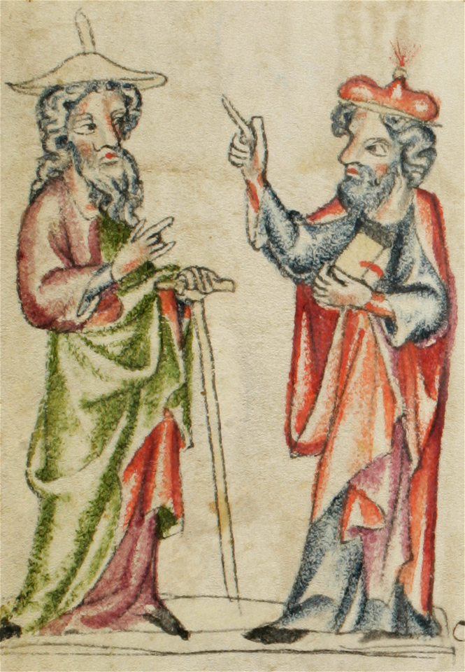 Sbs-0008 028v Zachäus fordert Joseph auf, Jesus zu ihm in die Schule zu schicken