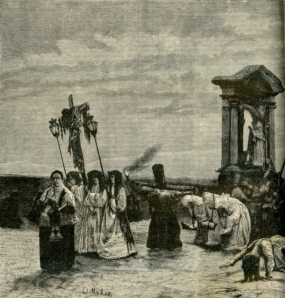 Scene di costumi napoletani. Le processioni durante le eruzioni del Vesuvio a